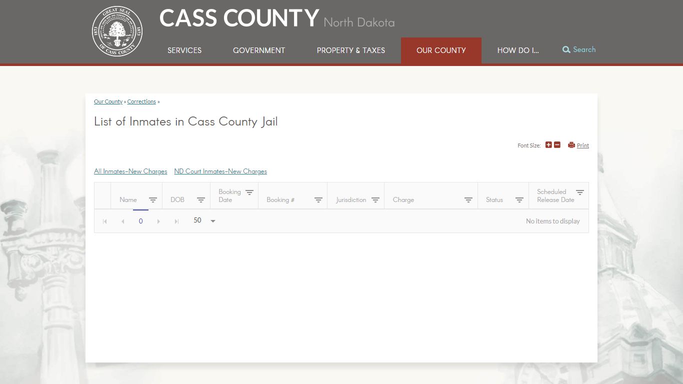 List of Inmates in Cass County Jail | Cass County, ND