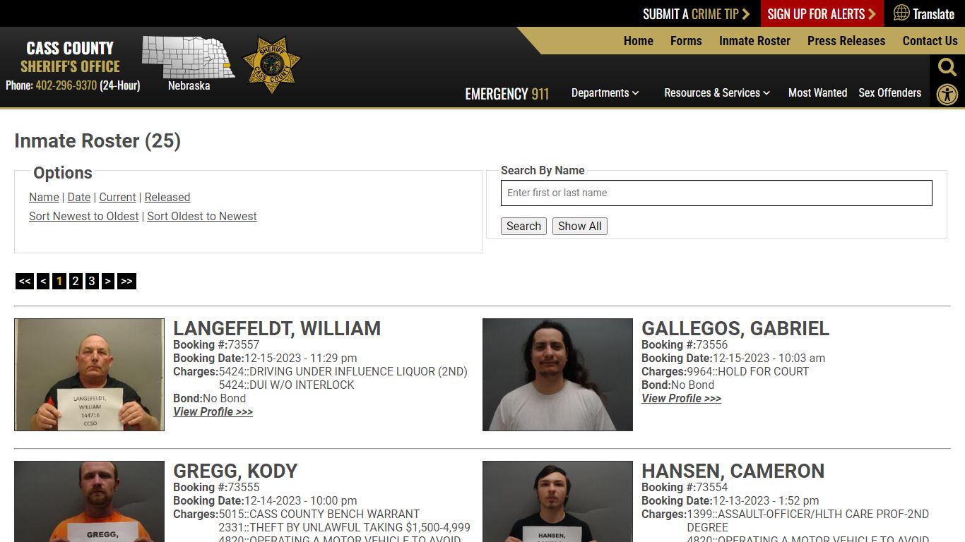 Inmate Roster (21) - Cass County Sheriff's Office